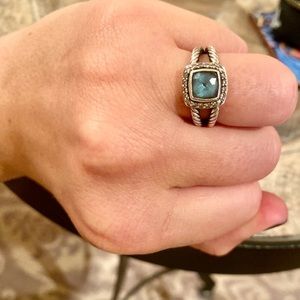 David Yurman Ring w/ Blue Topaz & Diamonds